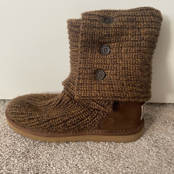 UGG Brown Knit Button Boots - Picture 2 of 3
